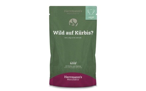 Herrmanns, Herrmann's Nassfutter Leicht Wild mit Kürbis und Quinoa, Herrmann's Wild mit Kürbis und Quinoa, Nassfutter für Hunde (150g)