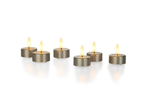 STT, STT - LED-Kerze BATTERY LIGHT - Wachs - taupe - 3.8 cm, STT Teelicht »Set 6er Set 45110 cm, Taupe«