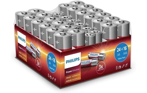 undefined, Alkaline Pack 24x AA + 16x AAA (40 Stück) Batterie, Philips Batterie Alkaline Pack 24x AA, 16x AAA 40 Stück