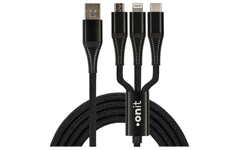 onit, onit USB A - Lightning/Micro-USB/USB C; 0.2 m Kabel, onit USB-Ladekabel USB A - Lightning/Micro-USB B/USB C 0.2 m