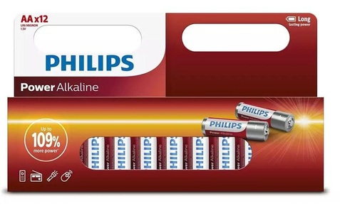 Philips, Philips AA / Lr06 (12 Stk.) Batterie, Philips Batterie Power Alkaline AA 12 Stück