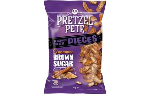 Pretzel Pete, Pretzel Pete Pieces Cinnamon & Brown Sugar 160g, Pretzel Pete Pieces Cinnamon & Brown Sugar 160g