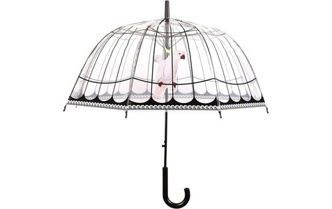 Le monde du parapluie, Le Monde Du Parapluie - Glockenregenschirm - Transparent, Esschert Design Schirm Vogelkäfig Rosa/Schwarz/Transparent