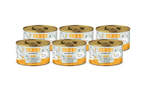 Grau - Generation Pet, Grau - Generation Pet Nassfutter Geflügel mit Vollkornreis, Grau Nassfutter Geflügel & Vollkornreis, 6 x 200 g