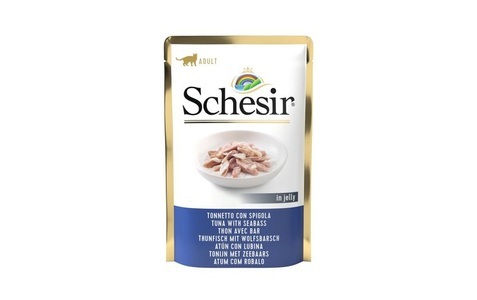 Schesir, Schesir In Jelly Thon mit Wolfsbarsch 100g Beutel, Schesir Nassfutter Thunfisch & Wolfsbarsch in Gelée, 85 g