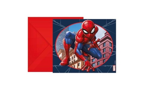 Procos, 6 Spiderman Einladungskarten Multicolor, Amscan Geburtstagskarte Spiderman 6 Stück