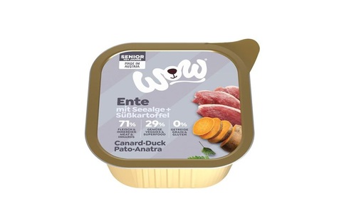 WOW Nassfutter Senior Ente Schale 150g