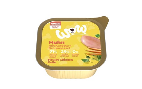 WOW Nassfutter Junior Huhn Schale 150g