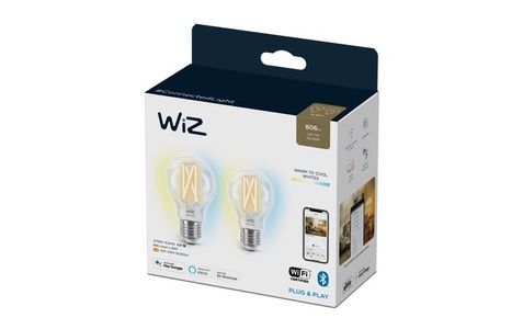 WiZ, WiZ Leuchtmittel 7W (60W) E27 A60 Filament Clear Doppelpack, WiZ LED-Leuchtmittel »7W (60W) E27 A60 Filament Clear Doppelpack«, E27, Kaltweiss