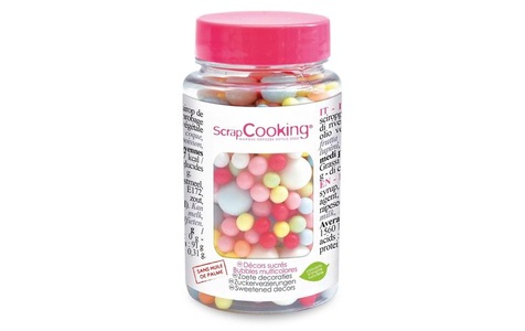 Scrap Cooking, Deko Zucker Perlen Bubbles bunt 70g, Zuckerstreusel Perlen bunt 70g