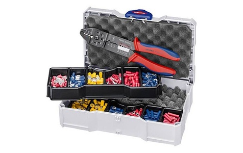Knipex, Knipex 97 90 26 Crimpzangen-Set 301teilig Isolierte Kabelschuhe, Isolierte Steckverbinder 1.5 bis 6 mm², Knipex Crimp-Sortiment für Kabelverbinder