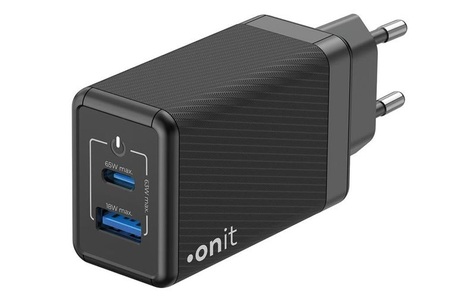 onit, onit USB-Wandladegerät Dual QC4+ 65 W GaN Schwarz, onit USB-Ladegerät »Dual QC4+ 65«