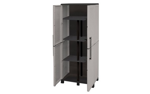 Artplast, Artplast - Outdoor-Aufbewahrungsschrank mit Besenhalterung - Hellgrau und Schwarz, Art Plast Gartenschrank Family F70/PS, Hellgrau