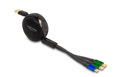 Delock, Delock USB 2.0-Kabel USB A ? Micro-USB B/2x USB C 1.13 m, Schwarz, Delock USB 2.0-Kabel USB A ? Micro-USB B/2x USB C 1.13 m, Schwarz