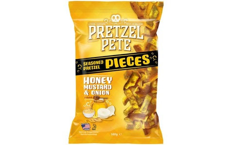 Pretzel Pete, Pretzel Pete Pieces Honey Mustard & Onion 160g, Pretzel Pete Pieces Honey Mustard & Onion 160g