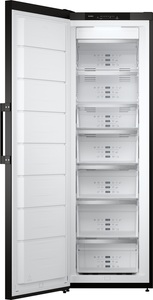Asko, ASKO Gefrierschrank freistehend ASKO PREMIUM FN23841B Front BlackSteel und schwarz, Asko FN 23841 B Gefrierschrank BlackSteel links