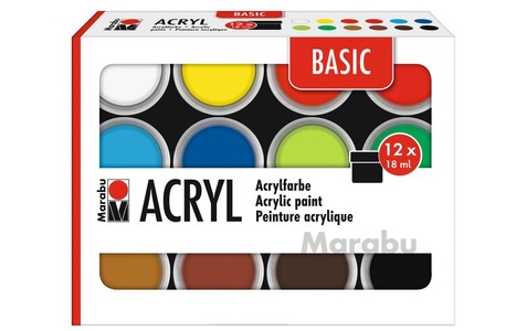 Marabu, Marabu Acrylfarbe Basic Set 12 x 18 ml, Marabu Acrylfarbe Basic Set 12 x 18 ml