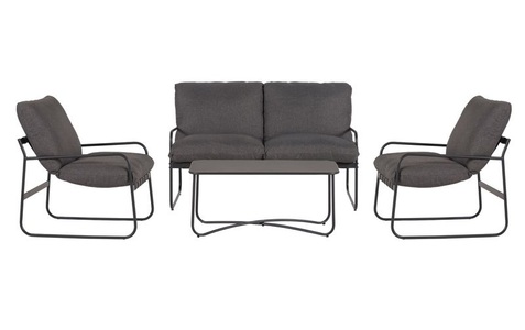 SCHOU, Schou Gartenlounge Theodor Deluxe 4 tlg Schwarz/Grau, Schou Gartenlounge-Set »Theodor Deluxe, Set 4-teilig, Schwarz/Grau«