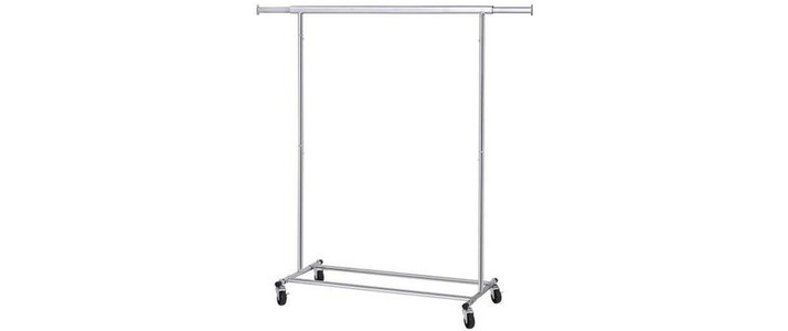 SONGMICS, Songmics - Schwerlast Metall Kleiderständer bis 90 kg belastbar mit Rollen Garderobenständer klappbar, Länge: 92-132 cm, Chrom, Industrie HSR13S, SONGMICS Garderobenständer »Verchromt 160 cm, Silberfarben«