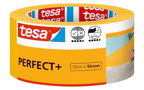 Tesa, tesa Perfect+ 56538-00000-00 Malerabdeckband Gelb (L x B) 50 m x 50 mm 1 St., tesa Malerband Perfect+ 50 m x 50 mm
