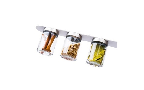 undefined, Vorratsdose, (3 tlg.), Vorratsdose »Silwy Feinkost-Magnetgläser-Set, 192 ml 0.192 l, Transparent/Weiss«, (3 tlg.)