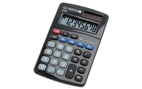 Olympia, Olympia Taschenrechner 2501 Tisch und Grau Schwarz, Olympia Taschenrechner 2501