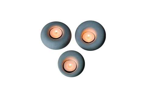 undefined, Home - 3er-Set Kerzenhalter - Grau, Wallxpert Teelichthalter 1 Stück, Grau