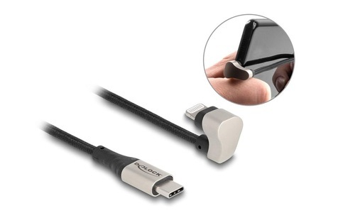 Delock, Delock USB 2.0-Kabel 180° gewinkelt USB C - Lightning 1 m