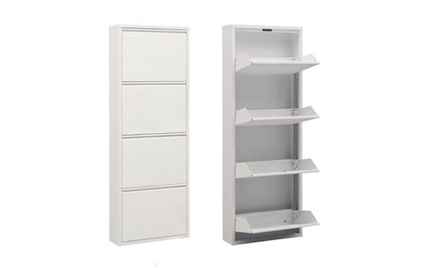 Woody Fashion, Woody Fashion Schuhschrank 50 x 137 x 15 cm, Weiss, WOODY FASHION Schuhschrank »50 x 137 x 15 cm, Weiss«