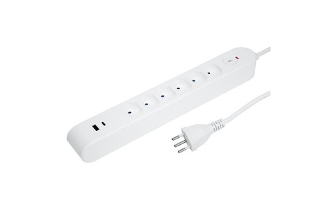 STEFFEN, Steffen Steckdosenleiste IQ 6 x T13 USB A C Weiss 3 m Kabel