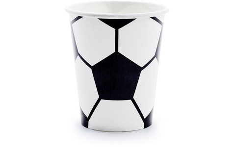 PartyDeco, Partydeco Einwegbecher Fussball 260 ml 6 Stück Schwarz/Weiss, Partydeco Einwegbecher Fussball 260 ml, 6 Stück, Schwarz/Weiss