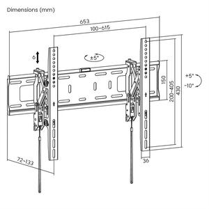 VALUE, VALUE TV-Wandhalterung, neigbar, 37-80 Zoll, bis 75 kg, VALUE TV-Wandhalterung, neigbar, 37-80 Zoll, bis 75 kg