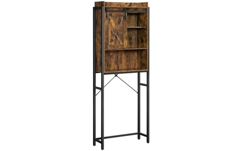 undefined, Vasagle - Badezimmermöbel - Braun und Schwarz, VASAGLE Badregal »64 x 24 x 171 cm«