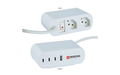 SKROSS Steckdosenleiste Home Station 2xT13, 3xUSB-C, 1xUSB-A, 3 m
