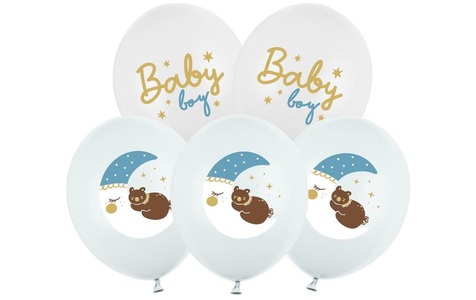Partydeco Luftballon Baby Boy Weiss / Blau, 6 Stück