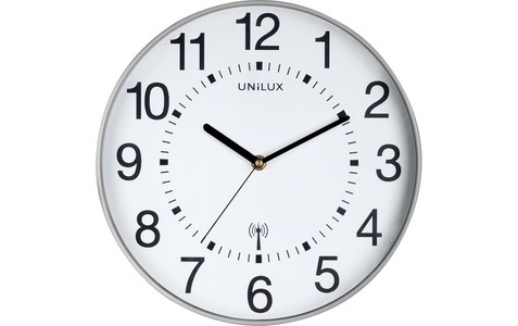 Unilux, UNILUX Wanduhr Wave, Funk, Ø 30 cm, metallgrau, UNiLUX Wanduhr Wave Silber