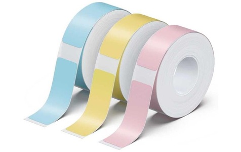 Peach, Peach Thermoetikettenband hellblau, hellgelb und pink  12x40mm  180 Etiketten pro Rolle  3 Farben  PE103