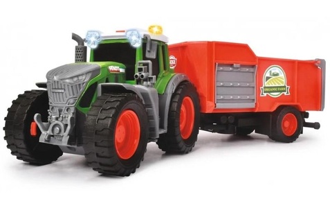 Dickie Toys, DICKIE Fendt Farm Trailer, Dickie Toys Landwirtschaftsfahrzeug Fendt Traktor mit Anhänger