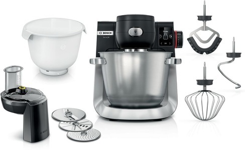 Bosch, Bosch Serie 6, Küchenmaschine mit Waage, 1600 W, Schwarz, Edelstahl gebürstet, MUMS6ZS23D, ID MUMS6ZS23D