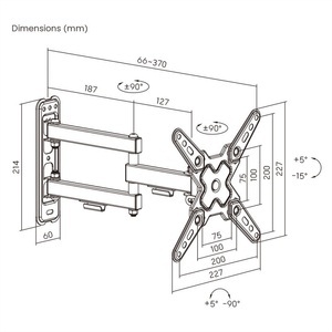 VALUE, VALUE TV-Wandhalterung, 3 Drehpunkte, 13-43 Zoll, bis 20 kg