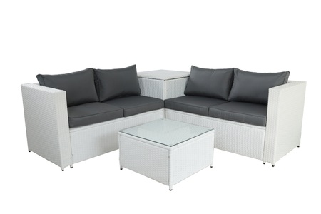 Cindy, Rattanlounge SAN MARINO weiss/anthrazit