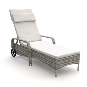 Mark Sunl, Rattan Gartenliege MAYA grau, Liegestuhl Rattan MAYA grau