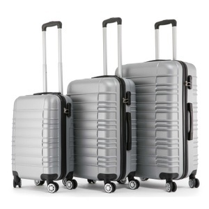 R - Reisekoffer, Reisekoffer Hartschalenkoffer 3er SET silber, Reisekoffer Hartschalenkoffer AVA 3er Set silber