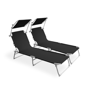 undefined, Liegestuhl LETTINO 2er Set schwarz, Liegestuhl LETTINO 2er Set schwarz
