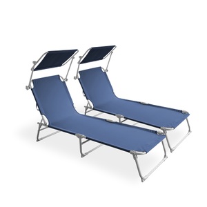undefined, Liegestuhl LETTINO 2er Set blau, Liegestuhl LETTINO 2er Set blau
