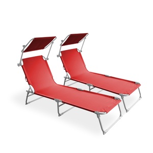 undefined, Liegestuhl LETTINO 2er Set rot, Liegestuhl LETTINO 2er Set rot