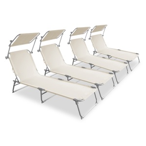undefined, Liegestuhl LETTINO 4er Set beige, Liegestuhl LETTINO 4er Set beige