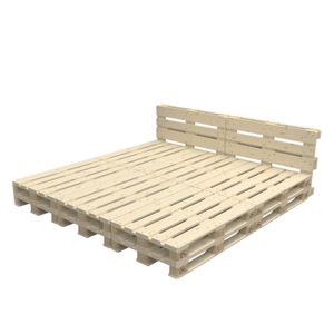 Paletten, Palettenbett 240 x 240 cm mit Kopfteil, Palettenbett 240 x 240 cm mit Kopfteil