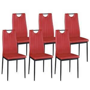 Ruby, Esszimmerstuhl IVO rot im 6er-Set, Esszimmerstuhl Leder IVO 6er Set rot