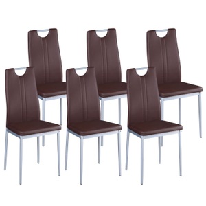 Ruby, Esszimmerstuhl IVO braun im 6er-Set, Esszimmerstuhl Leder IVO 6er Set braun